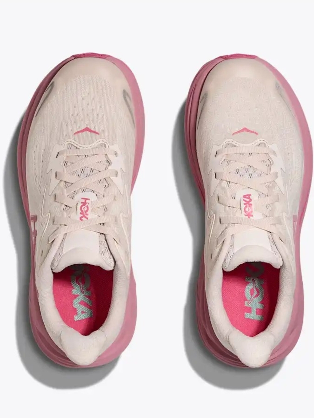 Hoka Big Girl Pink and Light Pink Running Shoes